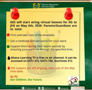 Ghana Learning TV begins live broadcast of KG -JHS Lessons today - Check Timetable Here 4 Ghana Learning TV begins live broadcast of KG -JHS Lessons today - Check Timetable Here | 4