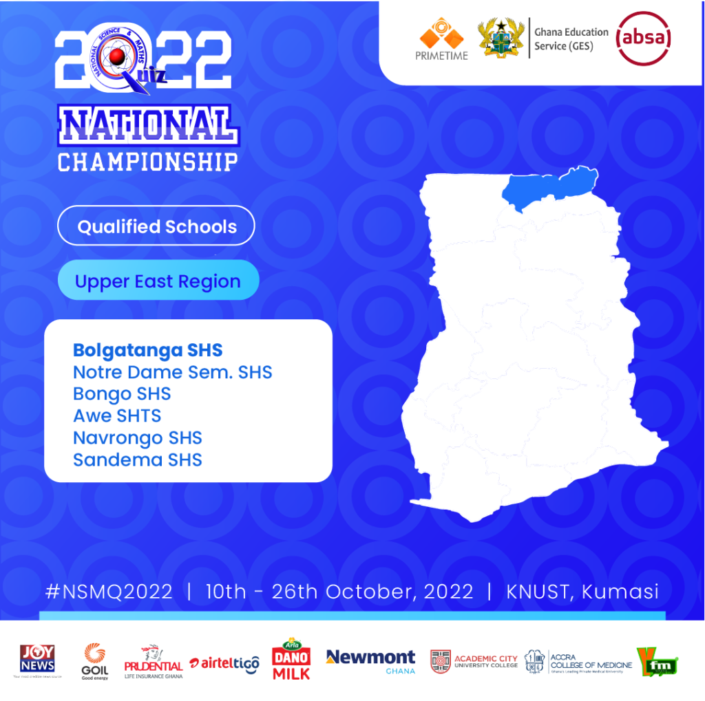 NSMQ 2022: List of Top 6 Best SHS in the Upper East Region 1 NSMQ 2022: Top List of Qualified Schools from the Upper East Region