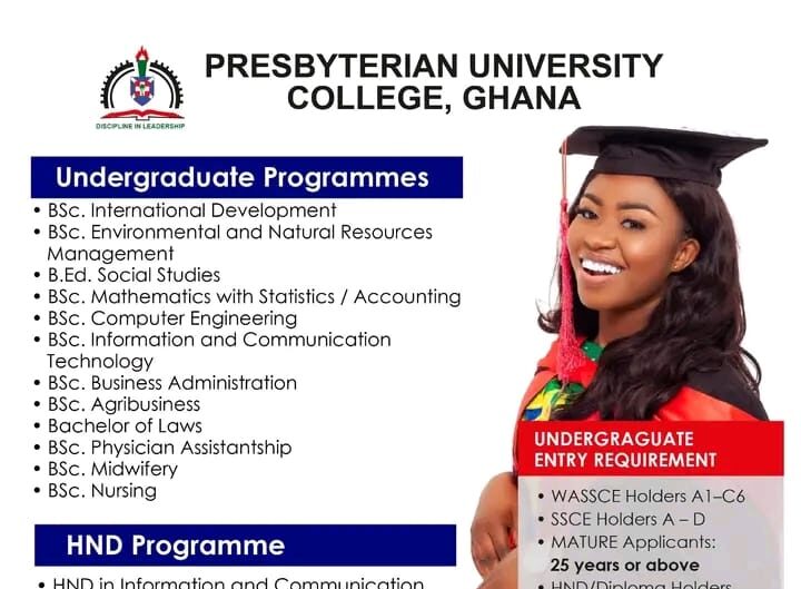 entry requirement Presbyterian University College Programmes for the 2022/23 Academic Year
