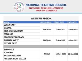 November 2022 NTC Teacher Licensing Mob-up Schedule for Western Region