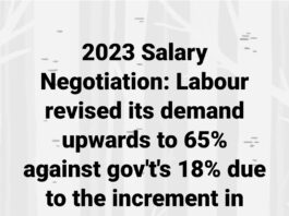 2023 Base Pay: Organized Labour revises demand to 65%, rejects Gov't's 18% offer