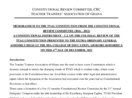 TTAG Constitutional Instrument on CRC Constitution Review 2022