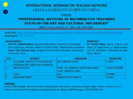 International Webinar on Mathematics Teacher Noticing scheduled for Today
