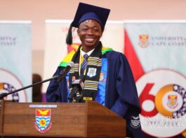 Emmanuel Mawuli Atitso is UCC's Valedictorian with CGPA of 3.976 at the 55th Congregation