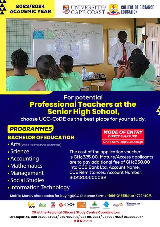 UCC opens 2023/2024 admissions into B.Ed. Distance Programmes for Prospective SHS Teachers | 1
