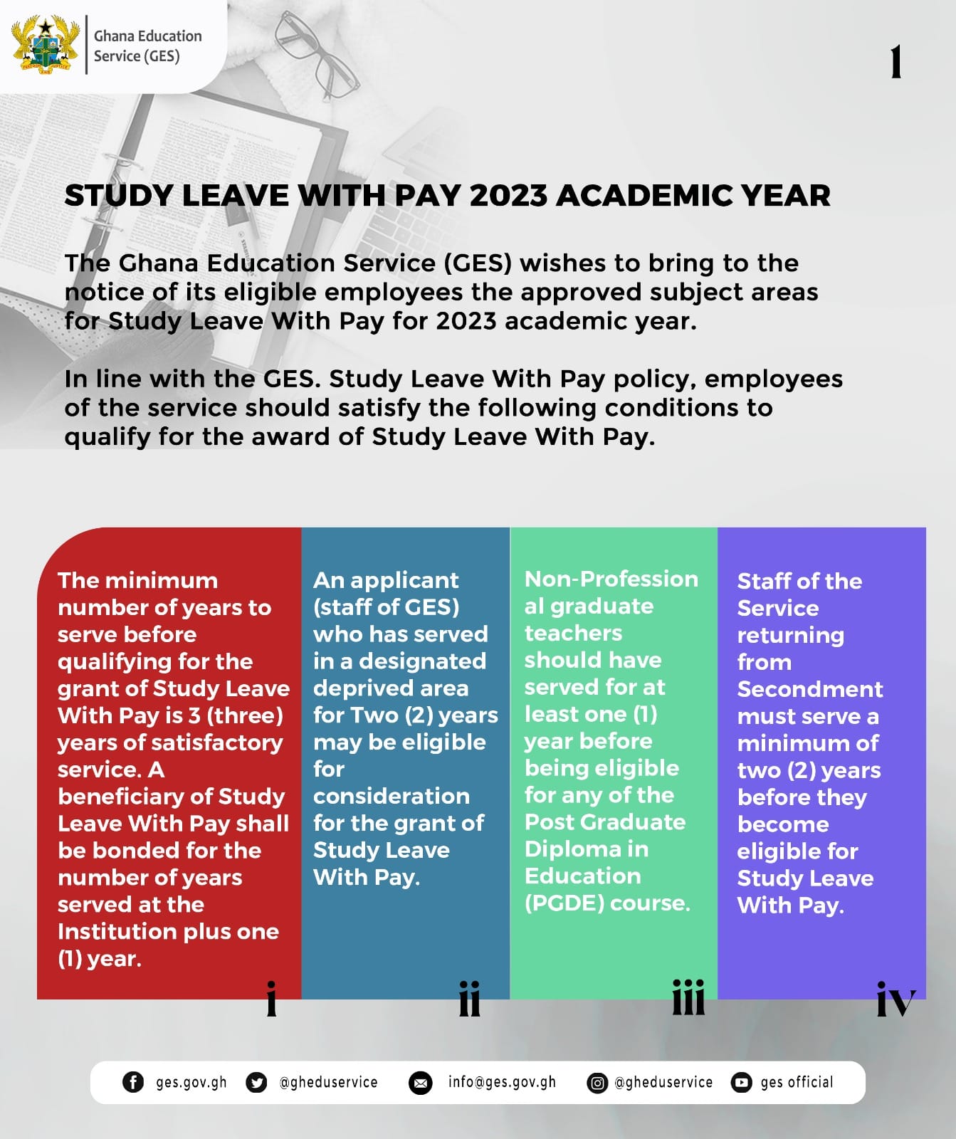Check Out Important Updates on the 2023 GES Study Leave with Pay for Teachers | 2