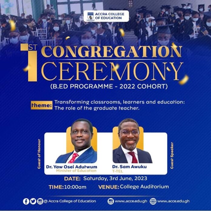 Accra College of Education to hold 1st Congregation for B.ED Graduands on June 3