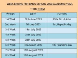 Basic Schools Week Endings for Third Term 2023 Academic Year