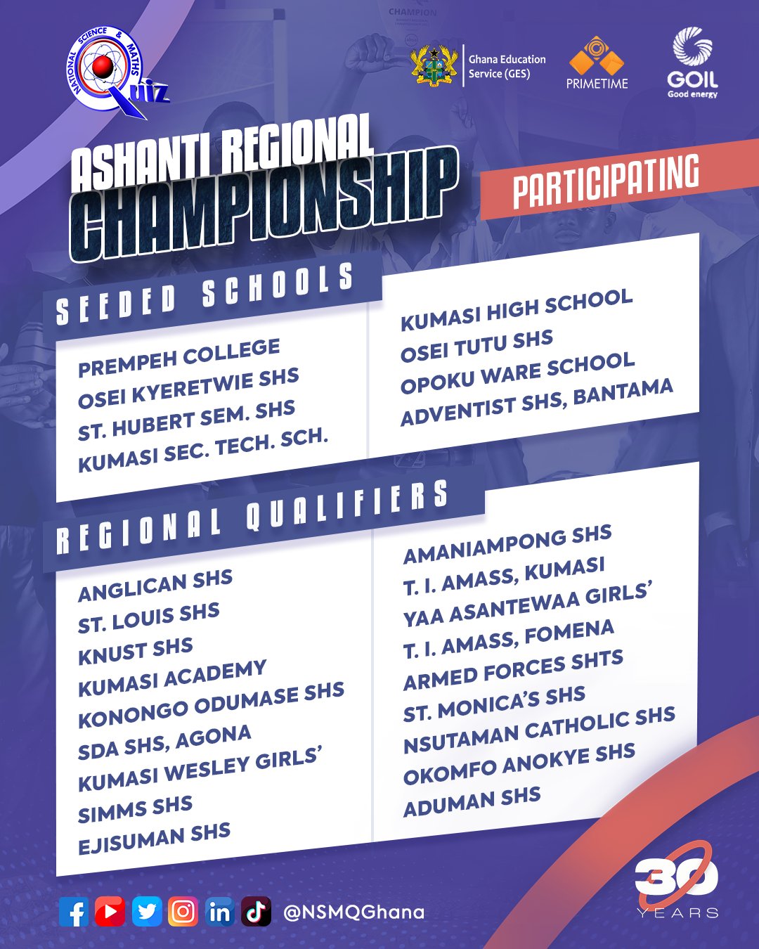 NSMQ 2023: Pairings for the 2023 Ashanti Regional Championship | 3