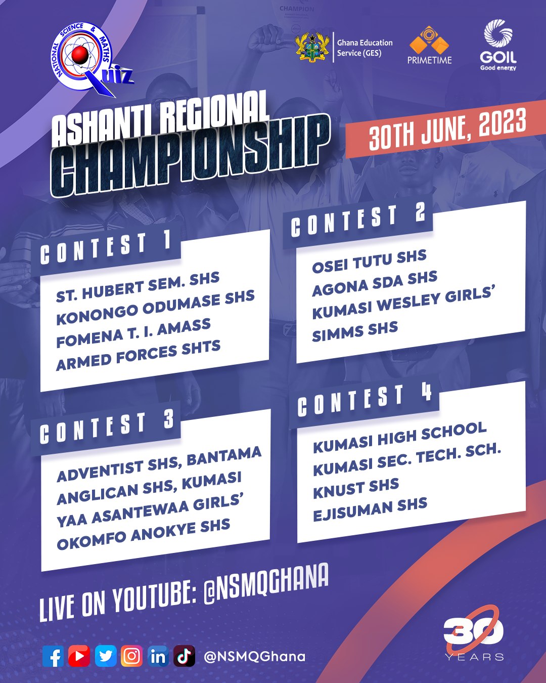 NSMQ 2023: Pairings for the 2023 Ashanti Regional Championship | 2