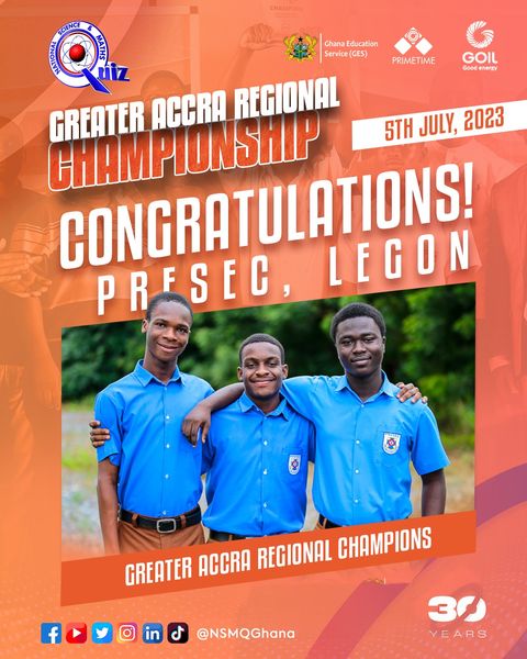 4th Consecutive Win: PRESEC, Legon are 2023 NSMQ Greater Accra Regional Champions | 2