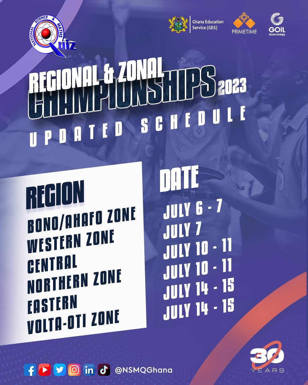 Updated Schedule for the 2023 NSMQ Regional and Zonal Championships | 1