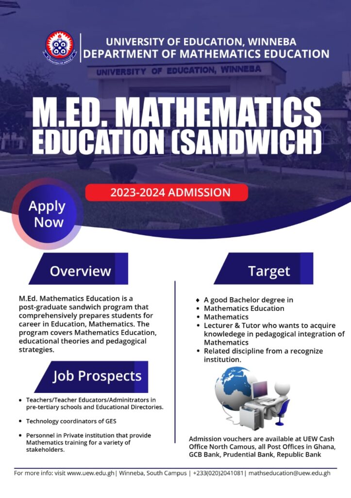 Unlock Your Future: UEW Invites Applicants for Exciting 2023/2024 Mathematics Education Programs | 1