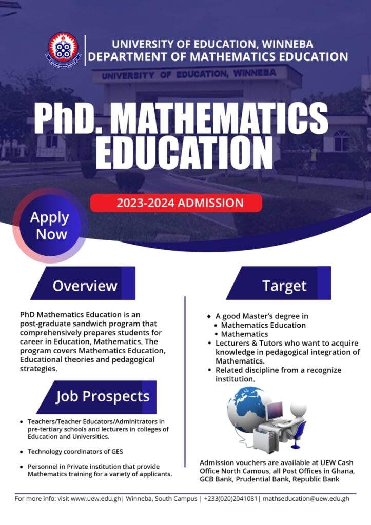 Unlock Your Future: UEW Invites Applicants for Exciting 2023/2024 Mathematics Education Programs | 2