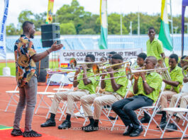 "The Central Region Education Directorate held a music and band festival for senior high schools on September 23, 2023, at the Cape Coast Stadium. The event was a celebration of musical talent and camaraderie among the schools." region