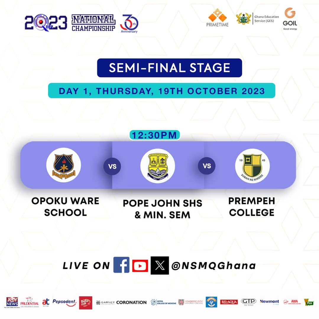 NSMQ 2023: Prempeh College, OWASS, and Pope Johns to Battle for Supremacy at Semi-Finals