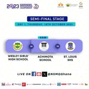 2023 NSMQ: Full list of Qualified Schools for the Semi-Finals and their Pairings 3 "Get ready for thrilling NSMQ 2023 semi-final fixtures featuring top schools like St. Louis and Wesley Girls. An exciting academic showdown is on the horizon!"