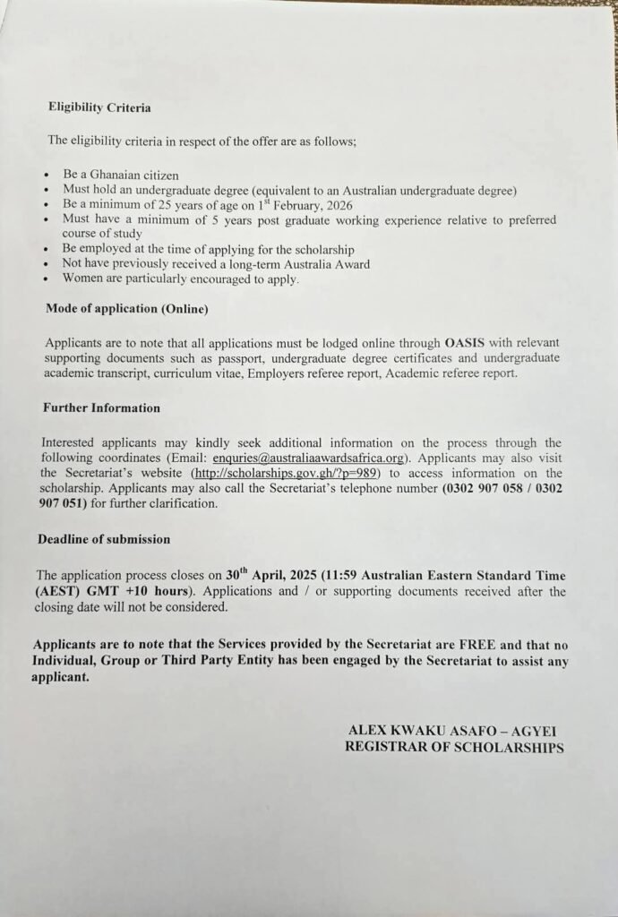 Apply Now: Australia Awards Scholarships 2026 for Ghanaian Professionals 2 Apply Now: Australia Awards Scholarships 2026 for Ghanaian Professionals | 2